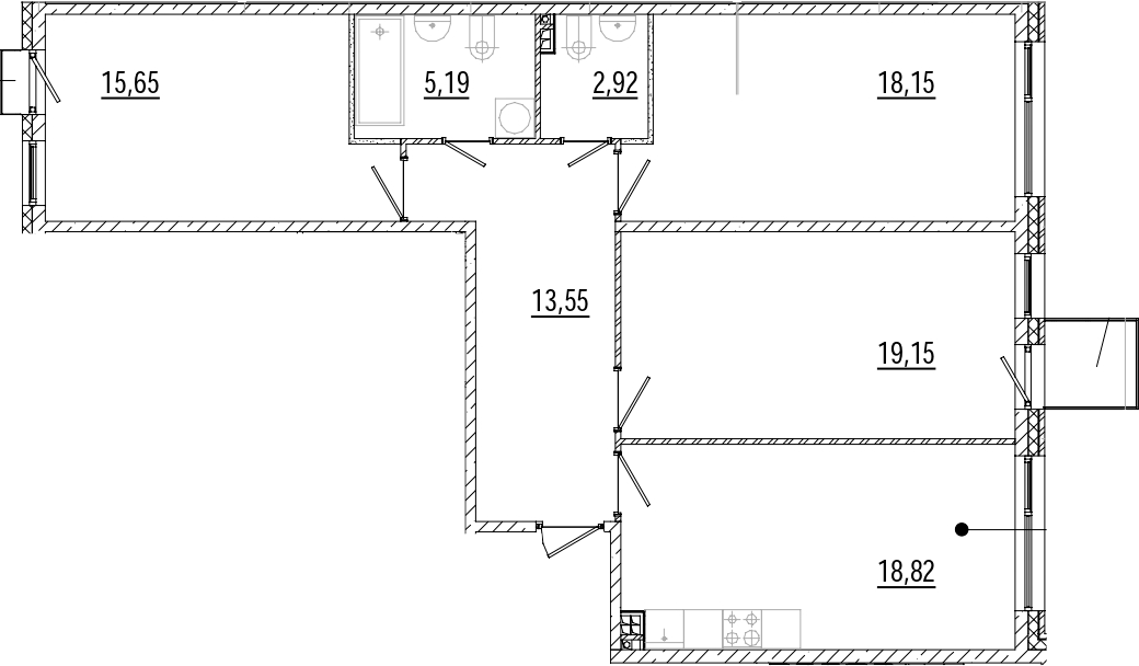 3-комнатная квартира 94.04 м², 3/9 эт., ЖК «Мануфактура James Beck»